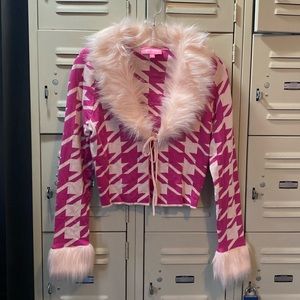 Dollz Kill aux fur trim cardigan.